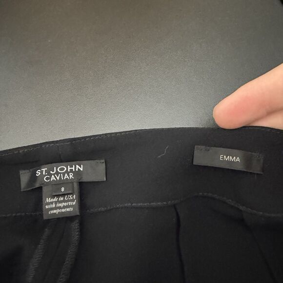 St. John Caviar Emma Pants Women's 6 Black High‎ Rise Front Zip - Picture 9 of 11